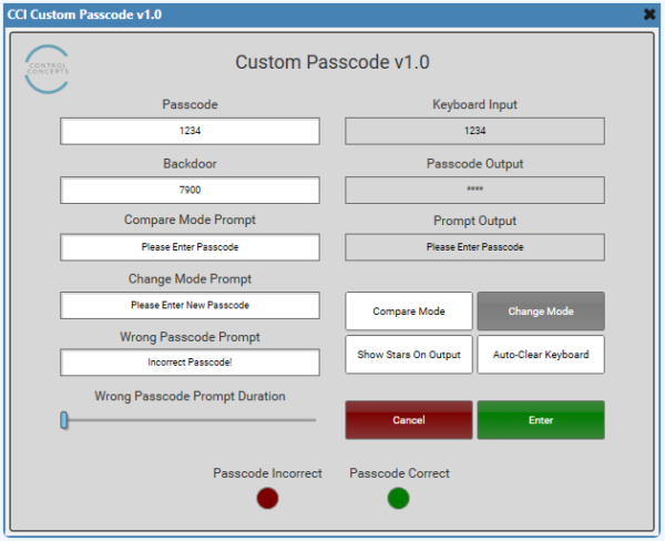 Q-SYS Custom Passcode by CCI